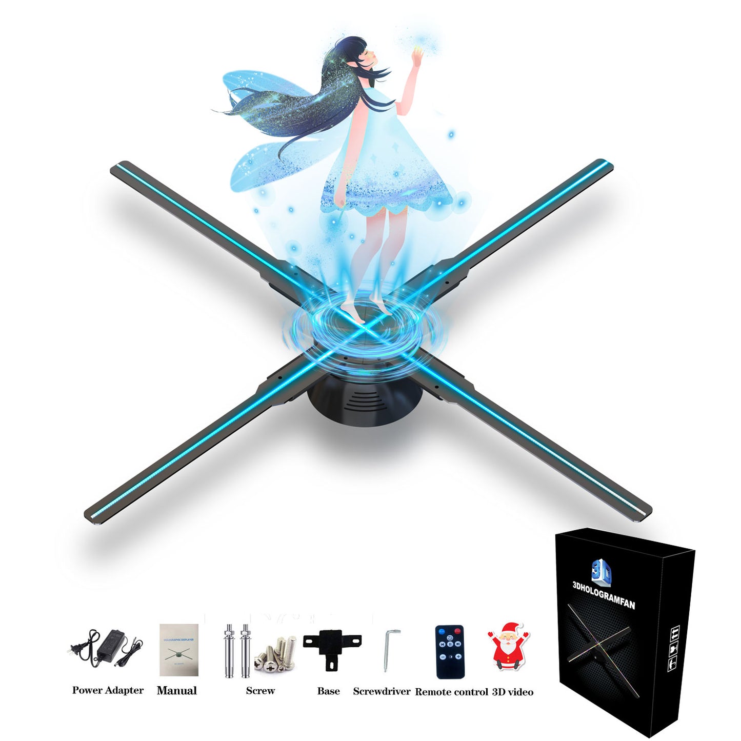 3D Hologram Fan,22-Inch 3D Holographic Projector Advertising Display with Remote and Bluetooth and Splicing,700 Video Library and 672 LED for Business Store Signs,Bar,Casino,Party,Halloween