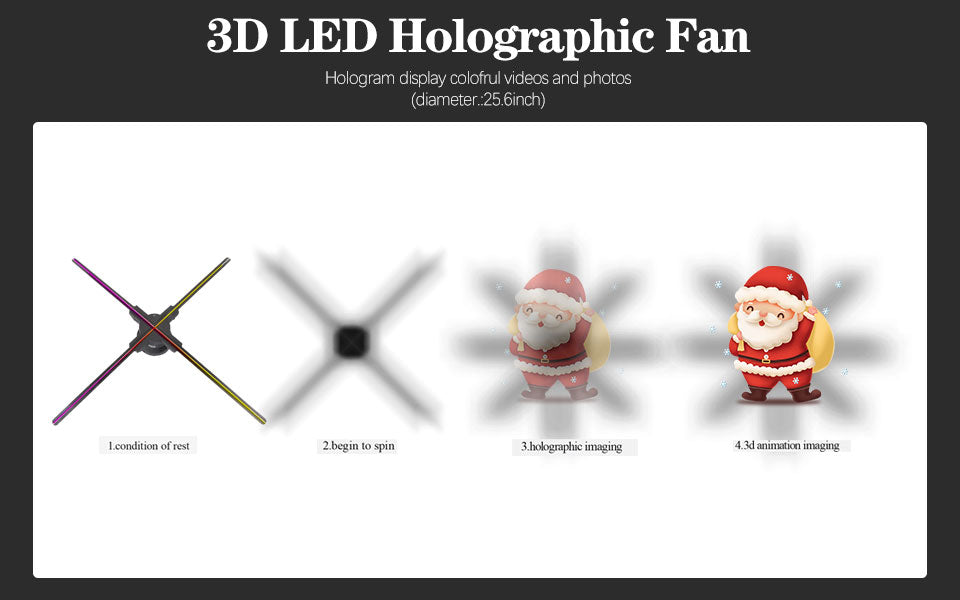 3D Hologram Fan,Missyou 25.6“ Hologram Projector Advertising Display with Remote and Bluetooth and Splicing,700 Video Library and 768 LED for Business Store Signs, Bar, Casino, Party, Halloween