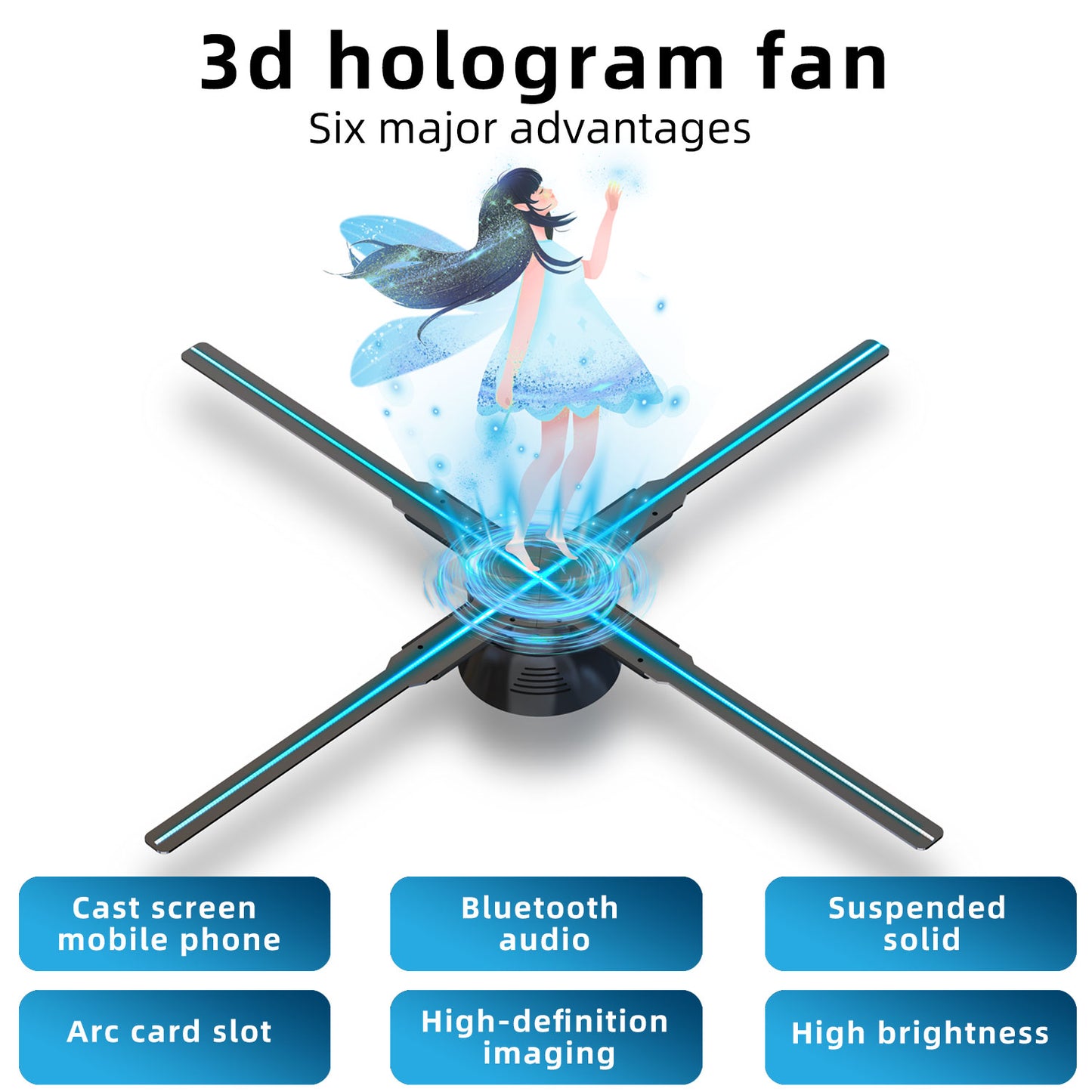 3D Hologram Fan,22-Inch 3D Holographic Projector Advertising Display with Remote and Bluetooth and Splicing,700 Video Library and 672 LED for Business Store Signs,Bar,Casino,Party,Halloween