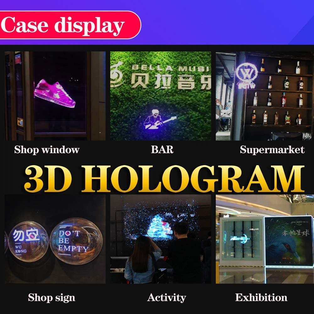 3D Hologram Fan Projector, Tabletop Holographic Led Ceiling Sky light Night Light Projector for Shop,Bar,Casino,Party Advertising Display 17.7 inch Missyou